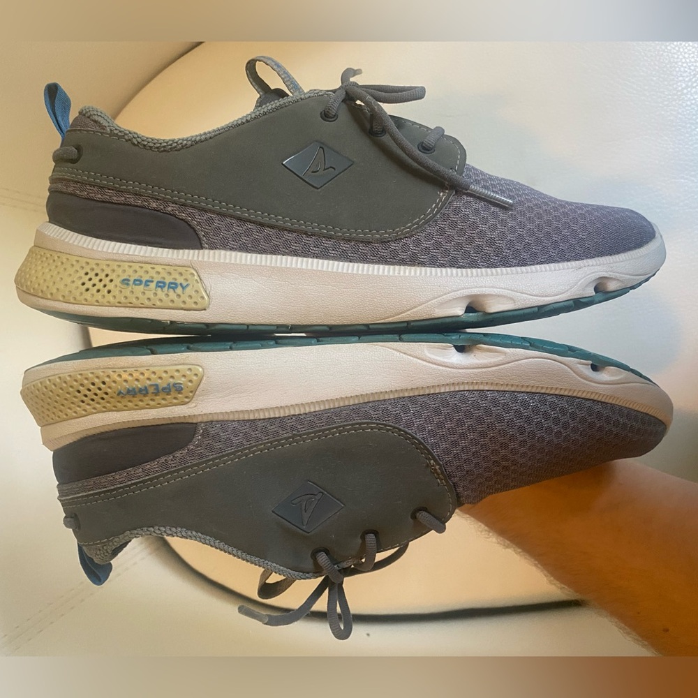 Mens Sperry Top Sider Fathom Black Grey Casual Boat Lace Up Shoes SIZE 9.5 - Picture 2 of 7